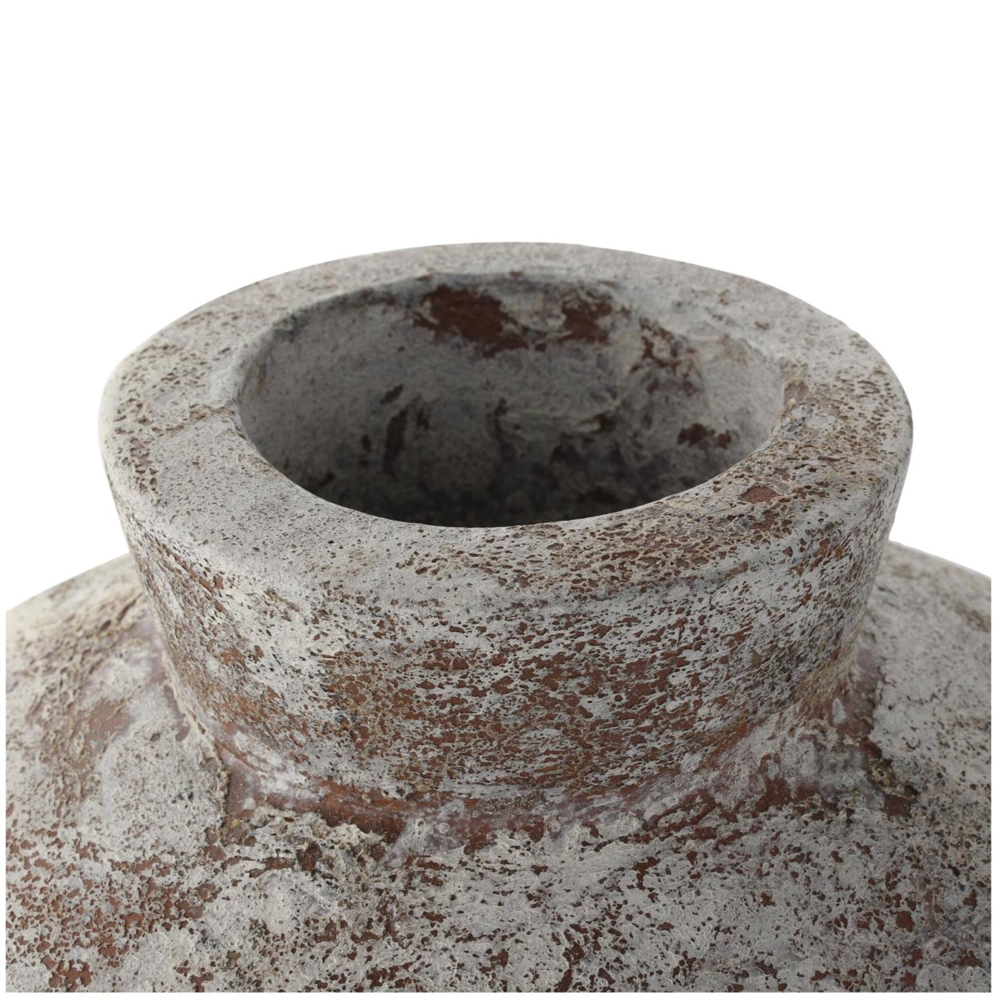 9.75" Brown Ceramic Antique Style Textured Square Vase
